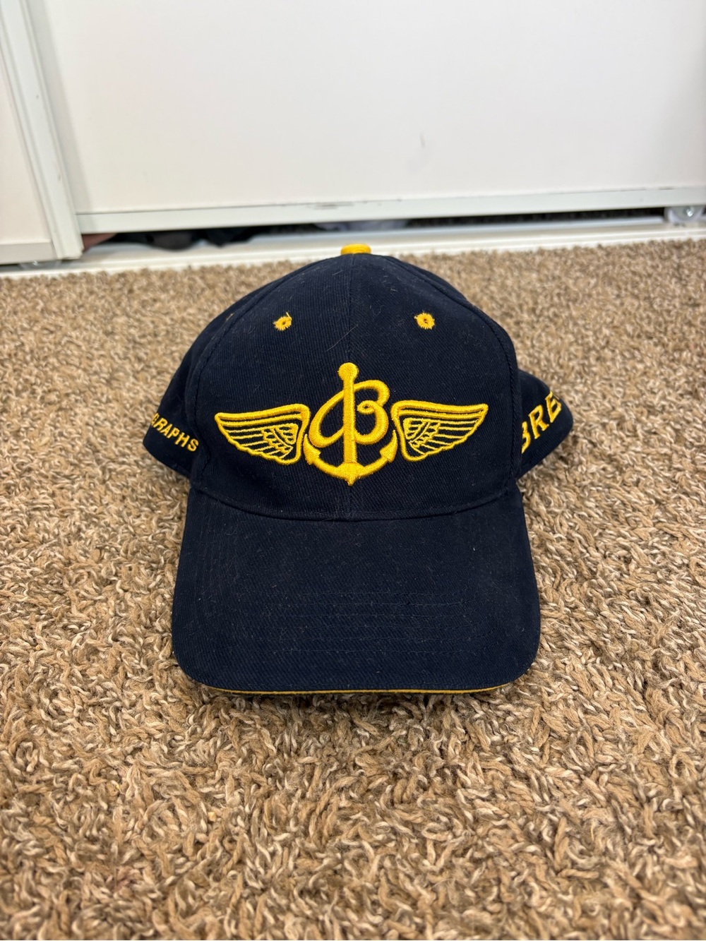 Breitling Swiss Chronographs Snapback Hat Navy Blue Aviation Watch Cap